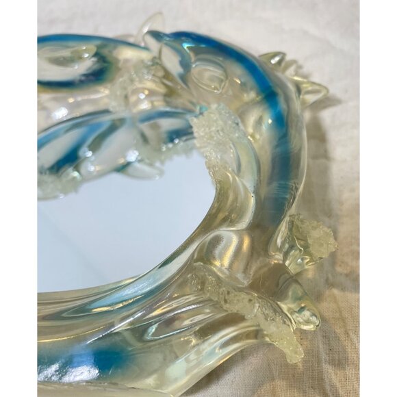 Dolphin-Themed Oval Mirror With Blue & Clear Resin Frame - Picture 6 of 12